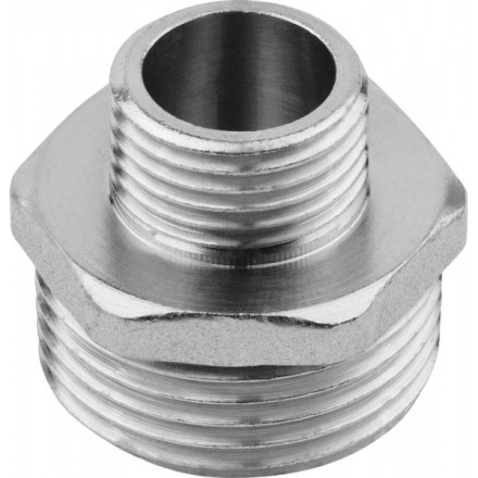Бочонок ЗУБР &quot;ЭКСПЕРТ&quot; переходной, никелированная латунь, 1/2&quot;-3/4&quot; 51241-1/2-3/4 купить в Нефтеюганске