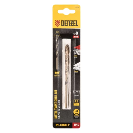 Сверло по металлу, 8 мм, HSS Co-8%// Denzel 71454 купить в Нефтеюганске
