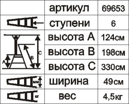 Стремянка алюминиевая Энкор 6 ступеней 69653 купить в Нефтеюганске