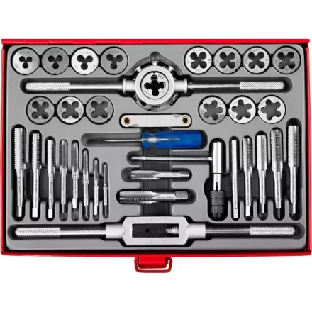 Набор ЗУБР &quot;ЭКСПЕРТ&quot; с металлореж. инструментом, метчики однопроходные и плашки М3-М12, оснастка-в метал. боксе, 35пред. 28117-H35 купить в Нефтеюганске