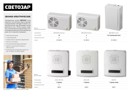 Звонок СВЕТОЗАР &quot;ДИН-ДОН Сезам&quot; электрический двухтональный, ~220В SV-58054 купить в Нефтеюганске