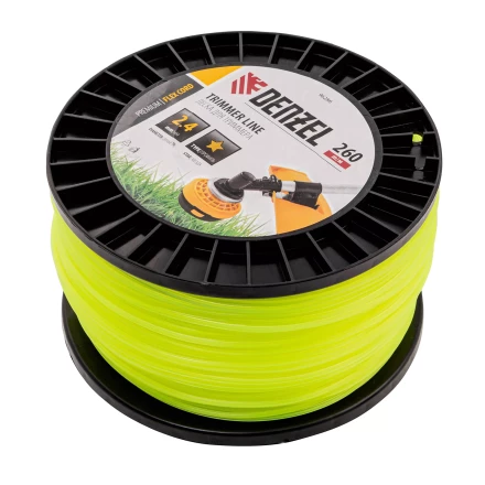 Леска для триммера звезда Denzel, 2,4мм х 260м, на DIN катушке FLEX CORD, 96286 купить в Нефтеюганске