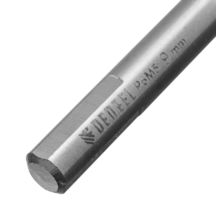Сверло спиральное по металлу Denzel 9 x 125мм, Р6М5, Golden Tip, многогранная заточка, 718284 купить в Нефтеюганске