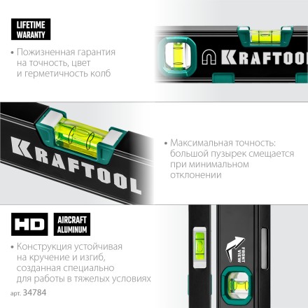 Профессиональный магнитный уровень с зеркальным глазком KRAFTOOL 34784 купить в Нефтеюганске