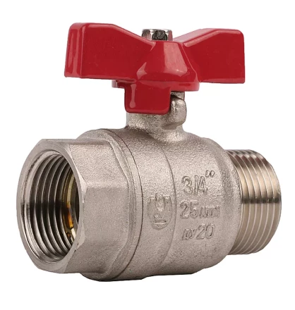 Кран ЗУБР шаровой 3/4&quot; полнопроходной &quot;мама-папа&quot;, бабочка, никелированная латунь 51354-N-3/4 купить в Нефтеюганске