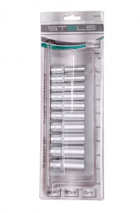 Набор удлиненных торцевых головок 3/8 шестигранные CrV 10 шт 8-19 мм Stels 13604 купить в Нефтеюганске