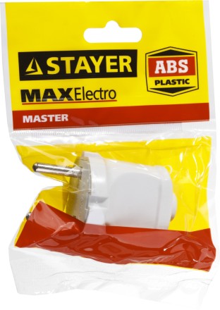 Вилка MAXElectro электрическая, 6А/220В, белая, STAYER 55150-W купить в Нефтеюганске