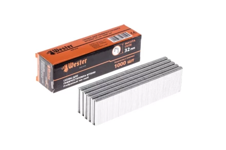 Скобы для степлера WESTER 826-019 32 мм, тип 18GA, 1000 шт. купить в Нефтеюганске