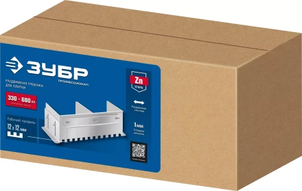 ЗУБР зуб 12*12 мм, до 600 мм, оцинкованная сталь, Раздвижная гребенка для плитки, ПРОФЕССИОНАЛ (08045-12) купить в Нефтеюганске