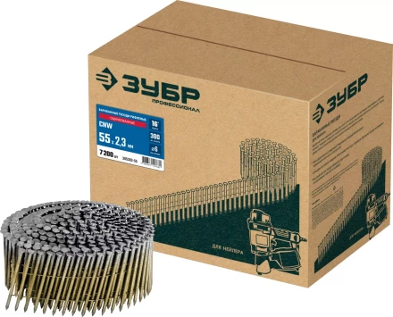 ЗУБР CNW 55 х 2.3 мм, барабанные гвозди рифленые оцинкованные, 7200 шт (305383-55) купить в Нефтеюганске