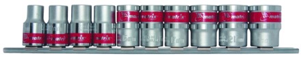 Набор торцевых головок 3/8&quot;, 6-ти гр., CrV, 10шт.,  8-19мм Matrix 13558 купить в Нефтеюганске