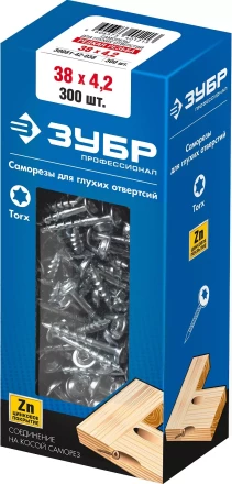 ЗУБР 38 х 4.2 мм, редкая резьба, ТХ20, цинк, 300 шт, саморез для глухих отверстий, Профессионал (30081-42-038) купить в Нефтеюганске
