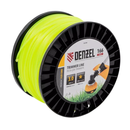 Леска для триммера звезда Denzel, 3,0мм х 166м, на DIN катушке FLEX CORD, 96288 купить в Нефтеюганске