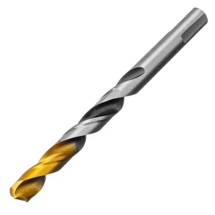 Сверло спиральное по металлу Denzel 10 x 133мм, Р6М5, Golden Tip, многогранная заточка, 718285 купить в Нефтеюганске