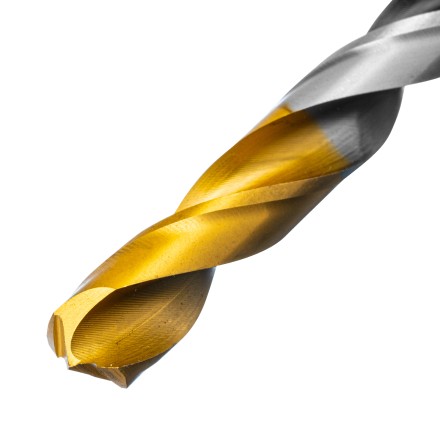 Сверло спиральное по металлу Denzel 10 x 133мм, Р6М5, Golden Tip, многогранная заточка, 718285 купить в Нефтеюганске