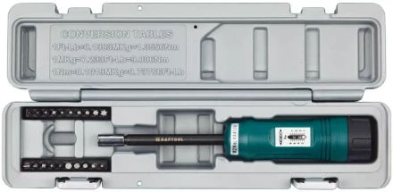 Отвертка динамометрическая KRAFTOOL со шкалой, регулируемая, 1-8 Нм, точность +/-6%, 20 бит, в боксе 64030 купить в Нефтеюганске