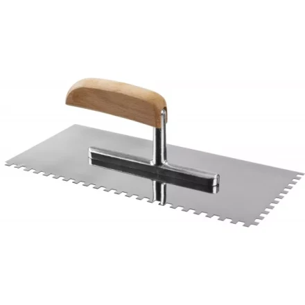 Гладилка нержавеющая ЗУБР &quot;ПРОФЕССИОНАЛ&quot; с деревянной ручкой, зубчатая, 6х6мм, 130х280мм 0806-06_z01 купить в Нефтеюганске