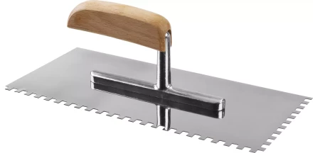 Гладилка нержавеющая ЗУБР &quot;ПРОФЕССИОНАЛ&quot; с деревянной ручкой, зубчатая, 6х6мм, 130х280мм 0806-06_z01 купить в Нефтеюганске