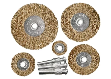 Набор щеток для дрели 5 шт 5 плоских 25-38-50-63-75 мм со шпильками металлические MATRIX 74494 купить в Нефтеюганске