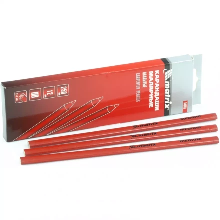 Карандаши малярные овальные для твердых поверхностей 250мм коробка 12штук MATRIX 84811 купить в Нефтеюганске