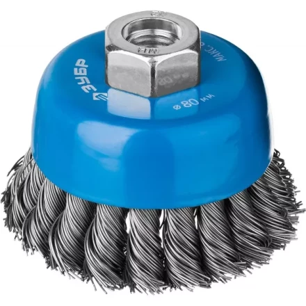 ЗУБР &quot;ПРОФЕССИОНАЛ&quot;. Щетка чашечная для УШМ, плетеные пучки стальной проволоки 0,5мм, 80ммхМ14 35275-080_z02 купить в Нефтеюганске