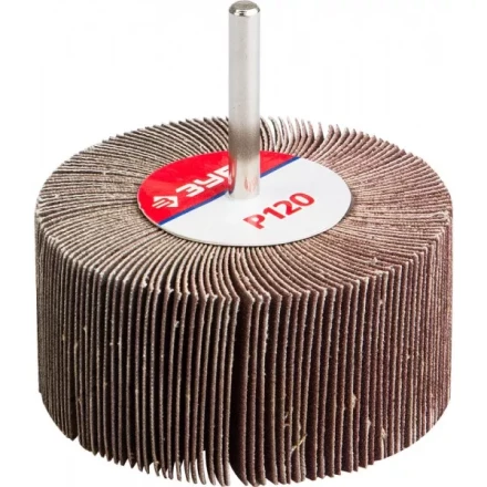 Круг шлифовальный ЗУБР &quot;МАСТЕР&quot; веерный лепестковый, на шпильке, тип КЛО, зерно-электрокорунд нормальный, P120, 40х80мм 36604-120 купить в Нефтеюганске