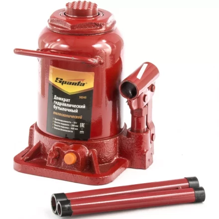 Домкрат бутылочный телескопический SPARTA 10 т h подъема 200–460 мм 50345 купить в Нефтеюганске