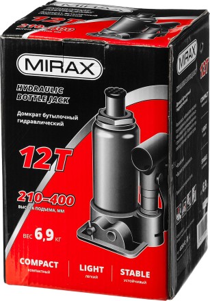 Домкрат гидравлический бутылочный, 12т, 210-400 мм, MIRAX 43260-12 43260-12 купить в Нефтеюганске