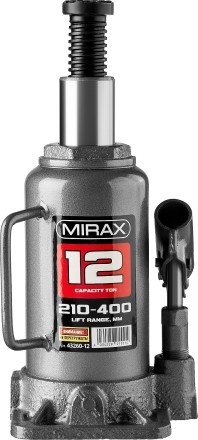 Домкрат гидравлический бутылочный, 12т, 210-400 мм, MIRAX 43260-12 43260-12 купить в Нефтеюганске