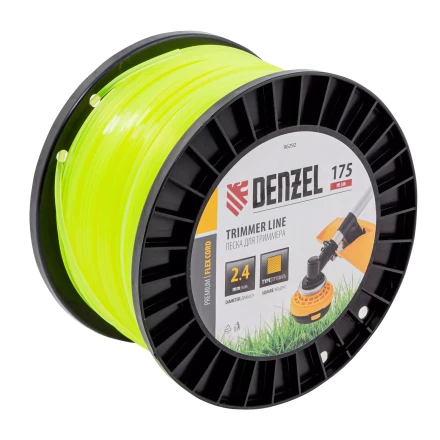 Леска для триммера квадрат Denzel, 2,4мм х 175м, на DIN катушке FLEX CORD, 96292 купить в Нефтеюганске