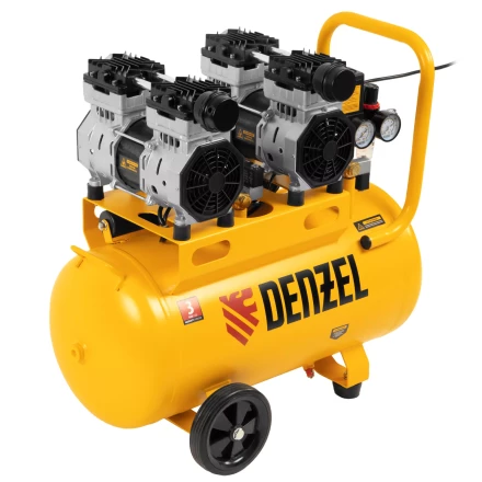 Компрессор безмасляный, малошумный Denzel DLS 1500/50, 1500 ВТ, 2x750, 50 л, 260 л/мин купить в Нефтеюганске