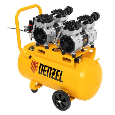 Компрессор безмасляный, малошумный Denzel DLS 1500/50, 1500 ВТ, 2x750, 50 л, 260 л/мин купить в Нефтеюганске