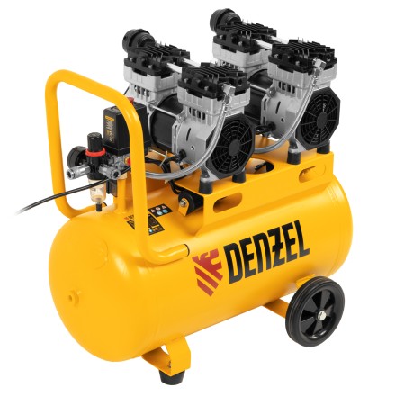Компрессор безмасляный, малошумный Denzel DLS 1500/50, 1500 ВТ, 2x750, 50 л, 260 л/мин купить в Нефтеюганске