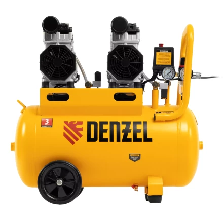 Компрессор безмасляный, малошумный Denzel DLS 1500/50, 1500 ВТ, 2x750, 50 л, 260 л/мин купить в Нефтеюганске