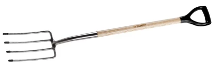 Вилы ЗУБР &quot;ЭКСПЕРТ&quot; садовые из нержавеющей стали, деревянный черенок из ясеня, пластиковая рукоятка, 290х180х1200мм 4-39445 купить в Нефтеюганске