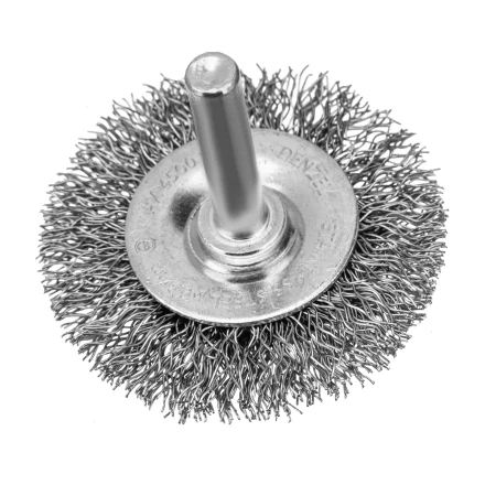 Набор щеток для дрели, 1 Плоская 50мм, 2 Чашки 25-50мм, шпилька, нерж. вит. проволока Denzel 74491 купить в Нефтеюганске