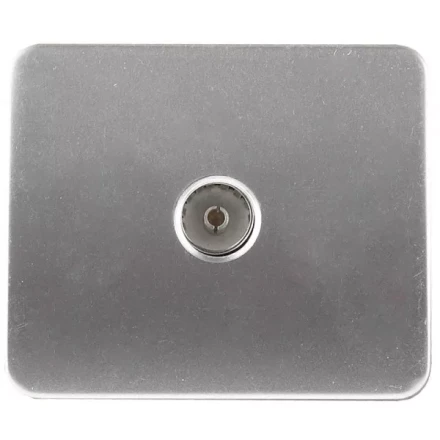 Розетка СВЕТОЗАР "ГАММА" телевизионная, без вставки и рамки, цвет светло-серый металлик SV-54115-SM купить в Нефтеюганске