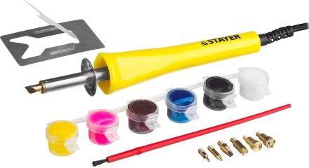 Прибор STAYER &quot;MASTER&quot; для выжигания с набором насадок 7шт и красками 45220 купить в Нефтеюганске