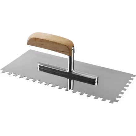 Гладилка нержавеющая ЗУБР &quot;ПРОФЕССИОНАЛ&quot; с деревянной ручкой, зубчатая, 8х8мм, 130х280мм 0806-08_z01 купить в Нефтеюганске