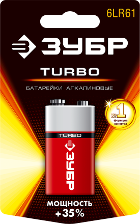 Батарейки TURBO алкалиновые 6LR61(крона) 9 В серия Без серии купить в Нефтеюганске
