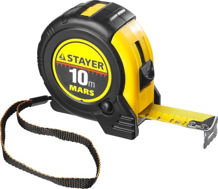 Рулетка STAYER &quot;PROFI&quot; &quot;MARS&quot;, обрезиненный корпус, утолщенное полотно, 10мх25мм 34131-10_z01 купить в Нефтеюганске