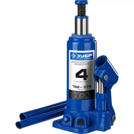 Домкрат гидравлический бутылочный T50, 4т, 192-374мм, ЗУБР Профессионал 43060-4 43060-4_z01 купить в Нефтеюганске