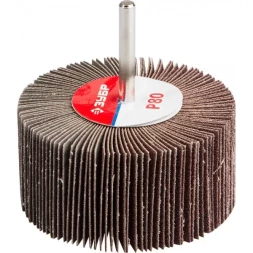 Круг шлифовальный ЗУБР "МАСТЕР" веерный лепестковый, на шпильке, тип КЛО, зерно-электрокорунд нормальный, P80, 40х80мм 36604-080