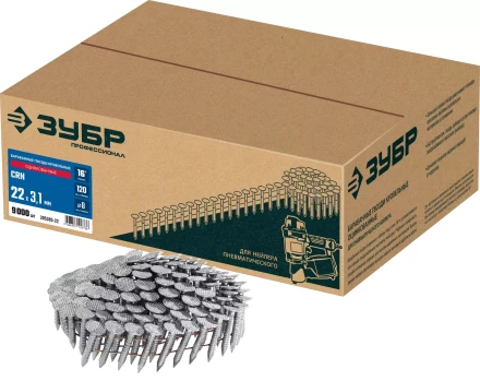 ЗУБР CRN 22 х 3.1 мм, барабанные гвозди кровельные оцинкованные, 9000 шт (305385-22) купить в Нефтеюганске