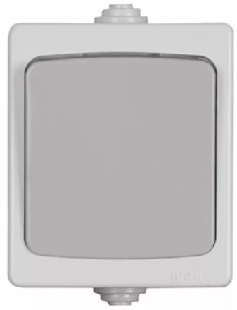 Выключатель СВЕТОЗАР &quot;АВРОРА&quot; проходной, одноклавишный, IP44, цвет серо-белый, 10А/~250В SV-54340-W купить в Нефтеюганске