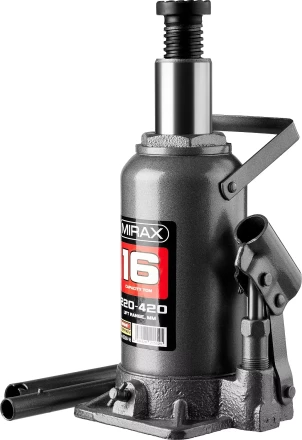 Домкрат гидравлический бутылочный, 16т, 220-420 мм, MIRAX 43260-16 43260-16 купить в Нефтеюганске