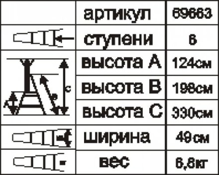 Стремянка стальная &quot;Энкор&quot; 6 ступеней 69663 купить в Нефтеюганске
