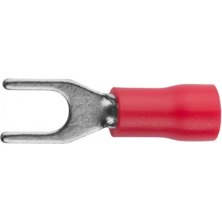 Наконечник СВЕТОЗАР для кабеля,изолированный,с вилкой,красный,вн. d 4,3мм,под болт 6мм,провод 0,5-1,5мм2,19А,10шт 49420-15 купить в Нефтеюганске