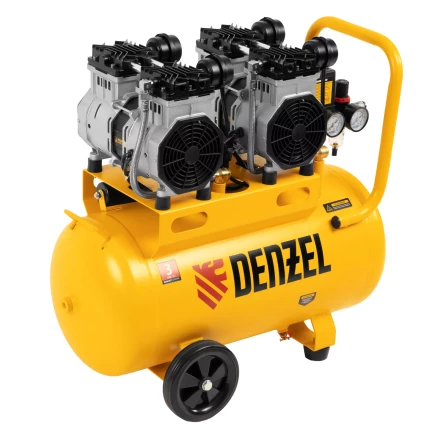 Компрессор безмасляный, малошумный Denzel DLS 2200/50, 2200 Вт, 2x1100, 50 л, 380 л/мин купить в Нефтеюганске