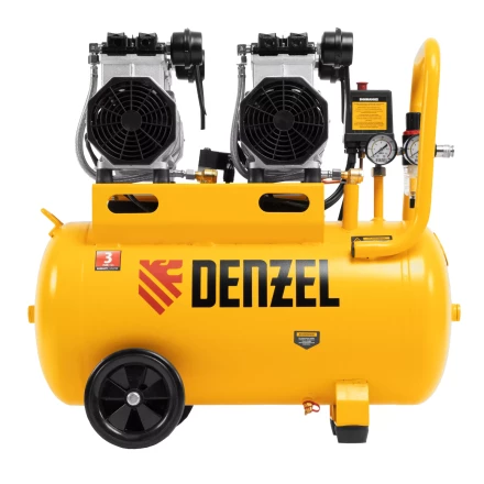 Компрессор безмасляный, малошумный Denzel DLS 2200/50, 2200 Вт, 2x1100, 50 л, 380 л/мин купить в Нефтеюганске